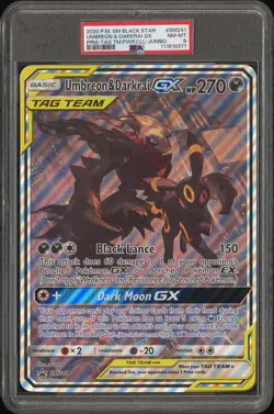[PSA 8] Umbreon & Darkrai GX SM241 Tag Team Power Alternate Promo JUMBO POKEMON - Image 1
