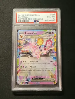 💎 PSA 10 Pokemon Prismatic Evolutions Espeon ex 034/131 Surprise Box Stamped - Image 1