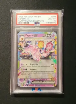 💎 PSA 10 Pokemon Prismatic Evolutions Espeon ex 034/131 Surprise Box Stamped - Image 3