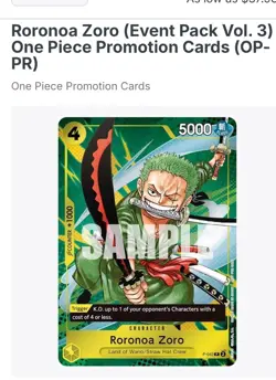 Roronoa Zoro (CS 2024 Event Pack) P-042 One Piece Promotion Cards Foil - Image 1