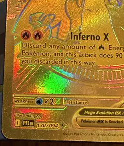 Pokemon TCG Phantasmal Flames Mega Charizard X Ex Gold Mega Hyper Rare 130/094 - Image 4