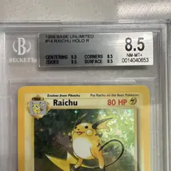Pokemon BGS 8.5 NM-MT+ Raichu 014/102 Base Set Unlimited Holo (9.5 Subs!) - Image 3