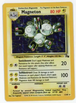 Magneton 11/62 Fossil Set Holo Rare Pokemon - Light Play - Image 1