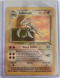 Pokemon TCG Unlimited Fossil Set Kabutops 9/62 NM - Image 1