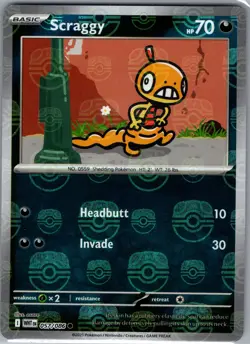 Scraggy (Master Ball Pattern) 057/086 SV: White Flare - Pokemon Card - NM - Image 1