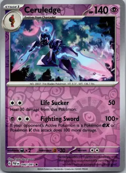 Ceruledge 040/091 Reverse Holo Paldean Fates PAF NM Pokemon TCG Card - Image 1