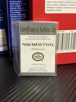 Pokemon #150 MEWTWO 23k Gold Plated Trading Card 1999 Burger King W CERT of AUTH - Image 5