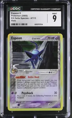 Pokemon TCG Espeon Ex Delta Series 4/113 Holo Card CGC Mint 9 - Image 1