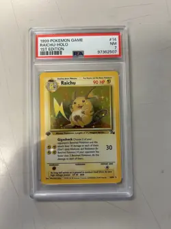 Pokemon TCG Raichu Fossil Holo Rare Card 14/62 1st Edition PSA 7 NM - Image 2