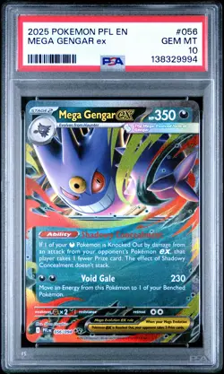 2025 POKEMON PFL EN-PHANTASMAL FLAMES #056 MEGA GENGAR EX PSA 10 - Image 1
