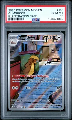 2025 POKEMON MEG EN-MEGA EVOLUTION ILLUSTRATION RARE #153 GUMSHOOS PSA 10 - Image 1