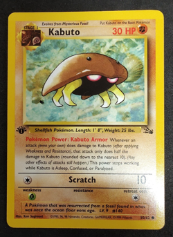 1999 Fossil Kabuto 1st Edition PSA 8 Gem Mint #50 Rare First Pokemon Card 50/62 - Image 1