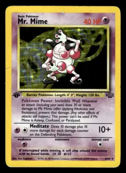 Mr Mime 6/64 Holo Rare 1st Edition Jungle Set Pokemon Card - 1 - Image 1