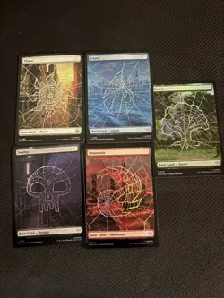 MTG - Marvel Spider-man - full art FOIL land lot. 5 cards - Image 1
