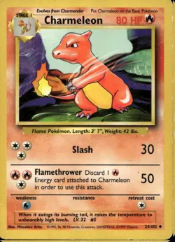 Charmeleon 24/102 Uncommon WOTC Base Set Pokemon - Image 1