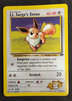 Lt. Surge's Eevee 51/132 REGULAR Pokemon Card WOTC Gym Challenge Uncommon - Image 1