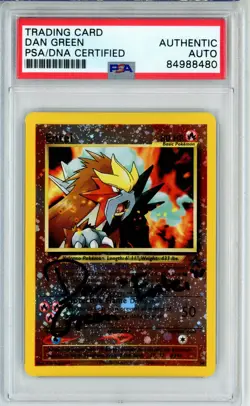 PSA Signed Dan Green Pokemon TCG Entei Wizards Black Star Promos 34 Holo Promo - Image 1