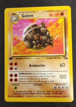 Golem 36/62 1st Edition Fossil Uncommon Pokemon Card WOTC Vintage Pokemon - Image 1