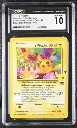 2021 Pokemon Celebrations #24 Birthday Pikachu Holo No PSA CGC 10 GEM Deutsch - Image 1
