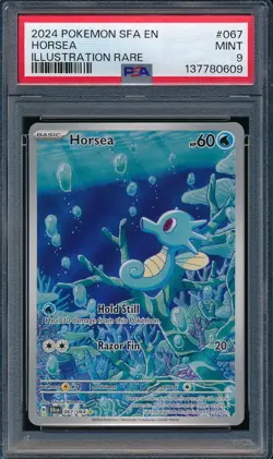 2024 Pokemon TCG Horsea 067/064 Shrouded Fable Holo Illustration Rare PSA 9 - Image 1