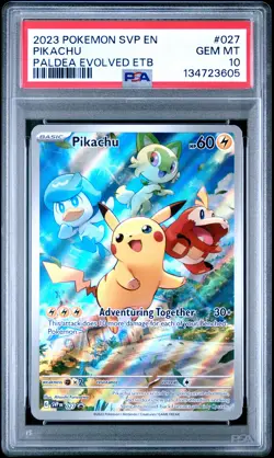2023 POKEMON SVP EN-SV BLACK STAR PROMO #027 PIKACHU PSA 10 - Image 1