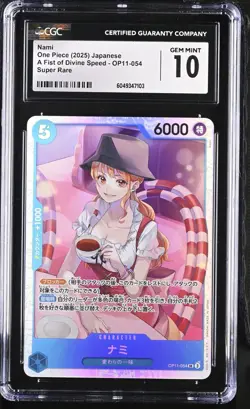 CGC GEM 10 Nami OP11-054 One Piece Card Game Japanese A FIST OF DIVINE SPEED - Image 1
