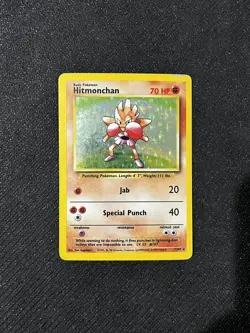Hitmonchan Base Set Holo Shadowless Rare 7/102 LP Vintage Pokemon TCG Card - Image 2
