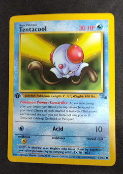 Tentacool 56/62 Fossil 1st Edition WOTC Pokemon Card 1999 Vintage M/NM - Image 1