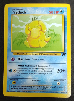 Psyduck Team Rocket 1999 Common Near Mint Pokemon Card 65/82 + Sleeve - Image 1