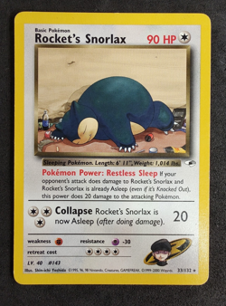 Rocket's Snorlax Pokemon Card Gym Heroes 2000 Non Holo 33/132 - Image 1