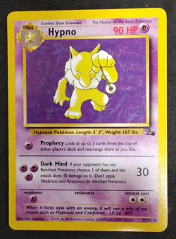 Pokemon Card Hypno 23/62 Fossil Set Non Holo Rare WOTC Light Play - Image 1
