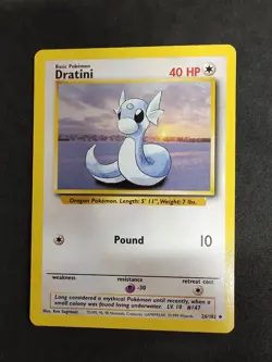 Pokemon Card Dratini Base Set Uncommon 26/102 Near Mint - Image 1