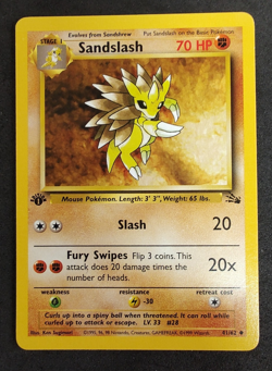 Pokemon Card Sandslash Fossil 1st Edition Uncommon 41/62 Near Mint - Image 1