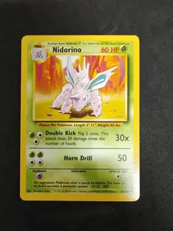 Pokemon Card Nidorino Uncommon Base Set 37/102 Near Mint - Image 1