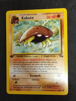 Pokemon Card Fossil Set 1st Edition Kabuto 50/62 WOTC Near Mint NM #5 - Image 1