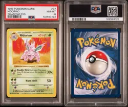 1999 Pokemon Game Base NIDORINO SHADOWLESS #37 PSA 8 RARE - Image 1