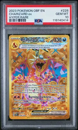 2023 POKEMON OBF EN-OBSIDIAN FLAMES HYPER RARE #228 CHARIZARD EX PSA 10 - Image 2