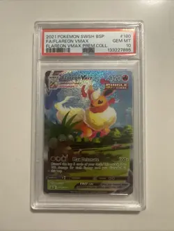 Pokemon TCG Flareon VMAX SWSH180 Flareon VMAX Premium Collection Promo PSA 10 - Image 1