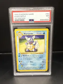 Pokemon 1999 1st Edition Wartortle Base Set Shadowless 42/102 PSA 7 - Image 2