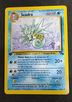 Seadra 1st Edition Fossil 42/62 WOTC Vintage Pokemon 1999 Original - Image 1
