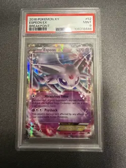 2016 Pokemon XY: Breakpoint #52/122 Espeon EX - PSA 9 MINT - Image 1