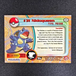 Nidoqueen #31 1999 Topps Pokemon TV Animation Edition Series 1 - Image 2