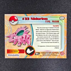 Nidorino #33 1999 Topps Pokemon TV Animation Edition Series 1 - Image 2
