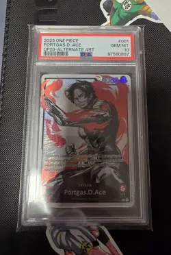 2023 One Piece Portgas D. Ace OP03-001 Alternate Art ENG PSA 10 GEM MT - Image 1