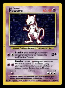 Mewtwo 10/102 Holo Rare Base Set Pokemon Card - 2 - Image 1