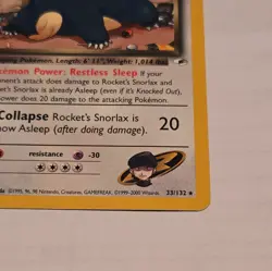 Pokemon Gym Heroes Rockets Snorlax Unlimited 33/132 NM - Image 3