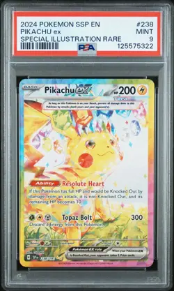 2024 Pokemon Pikachu Ex Surging Sparks Special Illustration Rare 238/191 PSA 9 - Image 1