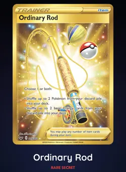 ⚡Ordinary Rod 215/202 Gold Secret Rare Holo Sword & Shield NM Pokemon TCG 2020 - Image 1