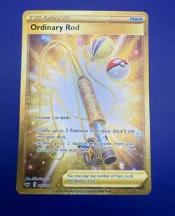 ⚡Ordinary Rod 215/202 Gold Secret Rare Holo Sword & Shield NM Pokemon TCG 2020 - Image 3