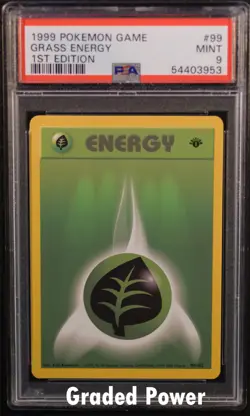 Base Set 1st Edition Grass Energy PSA 9 (3953) 99/102 Pokemon - Image 1